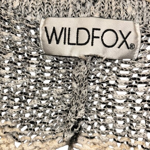 WILDFOX gray cream OPEN BACK distressed crochet knit sweater M - Picture 2 of 5